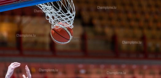 Basketball ball in hoop